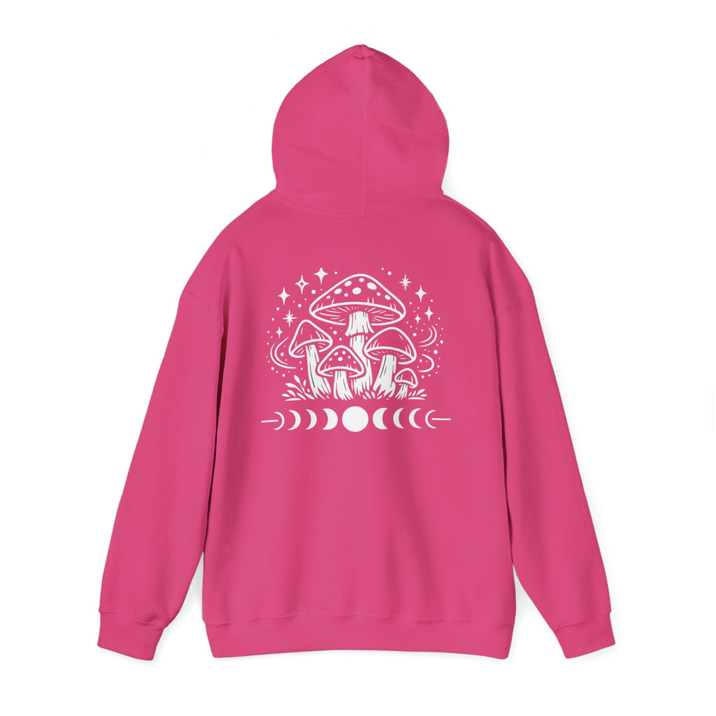 Mystical Mushroom Moon Phases Hoodie | Boho Aesthetic Witchy Sweatshirt | Cottagecore Graphic Hoodie | Cozy Trendy Pullover