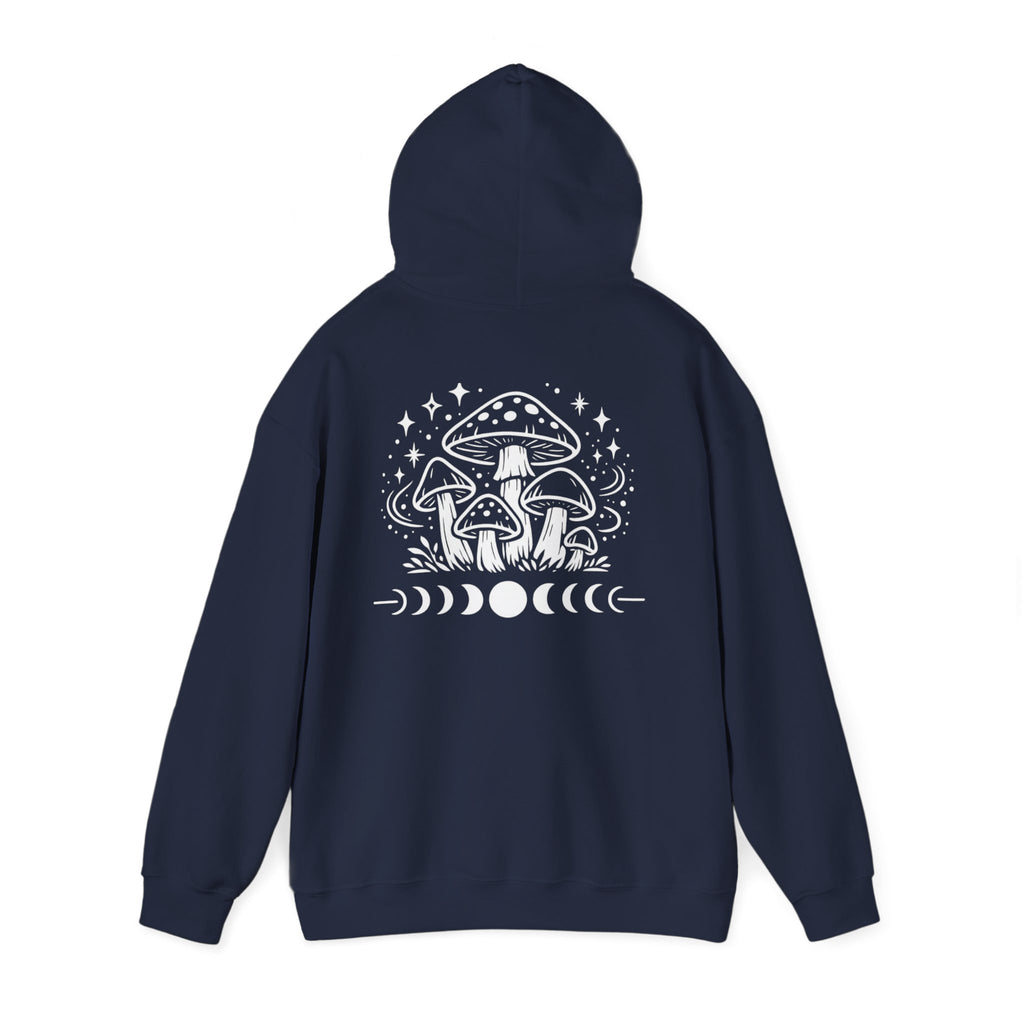 Mystical Mushroom Moon Phases Hoodie | Boho Aesthetic Witchy Sweatshirt | Cottagecore Graphic Hoodie | Cozy Trendy Pullover