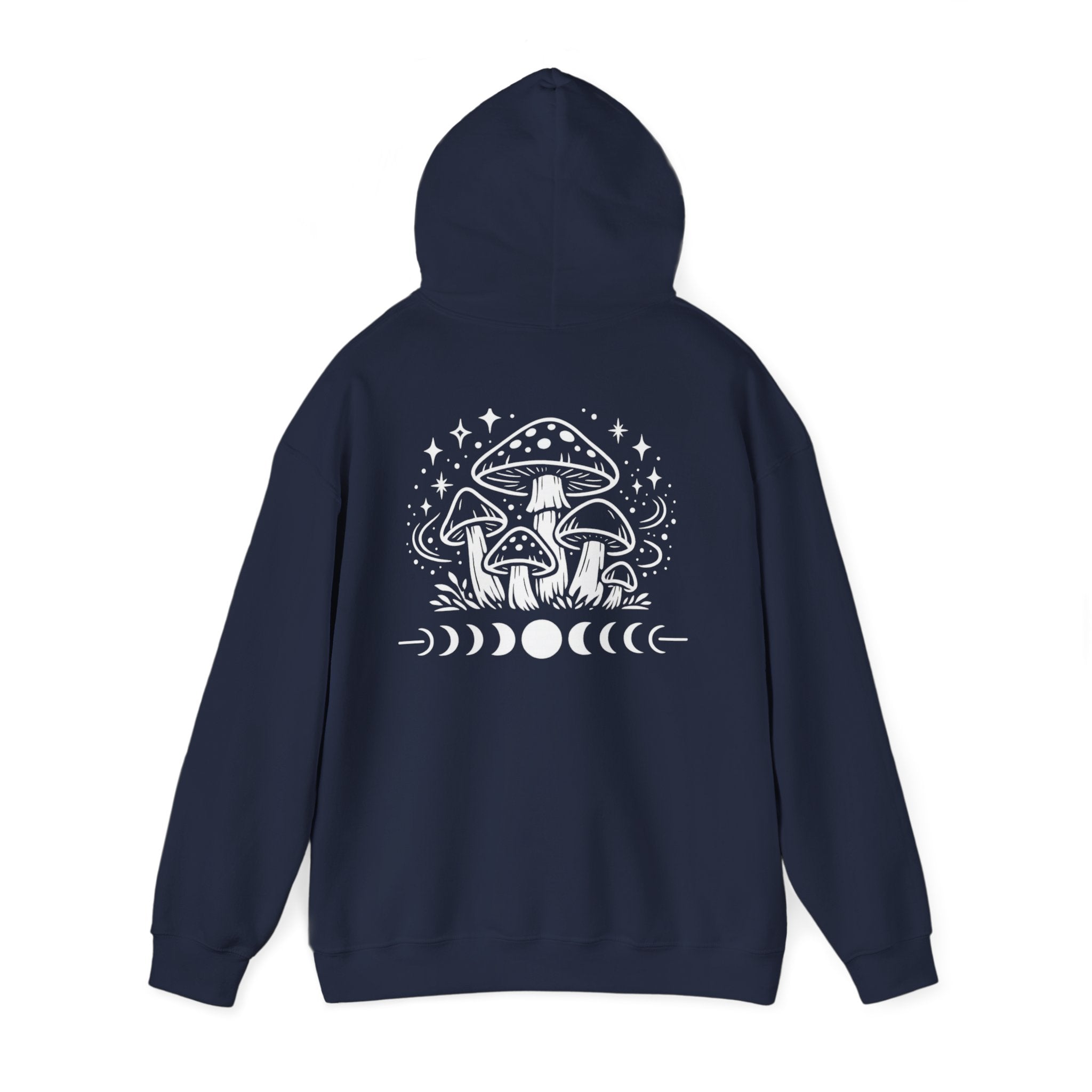 Mystical Mushroom Moon Phases Hoodie | Boho Aesthetic Witchy Sweatshirt | Cottagecore Graphic Hoodie | Cozy Trendy Pullover