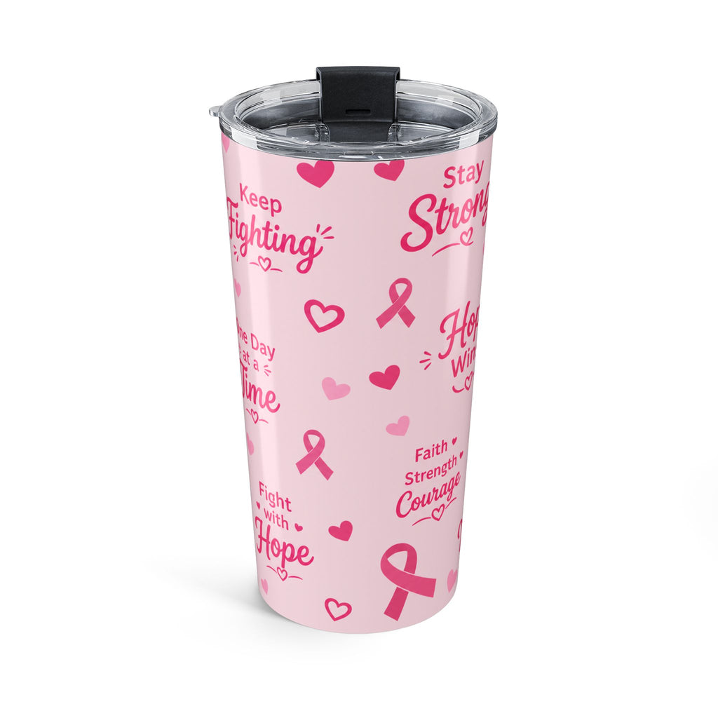 Breast Cancer Awareness Pink Tumbler | You Are Not Alone - Motivational Cup | 20oz Insulated Skinny Tumbler Gift for Warriors & Survivors