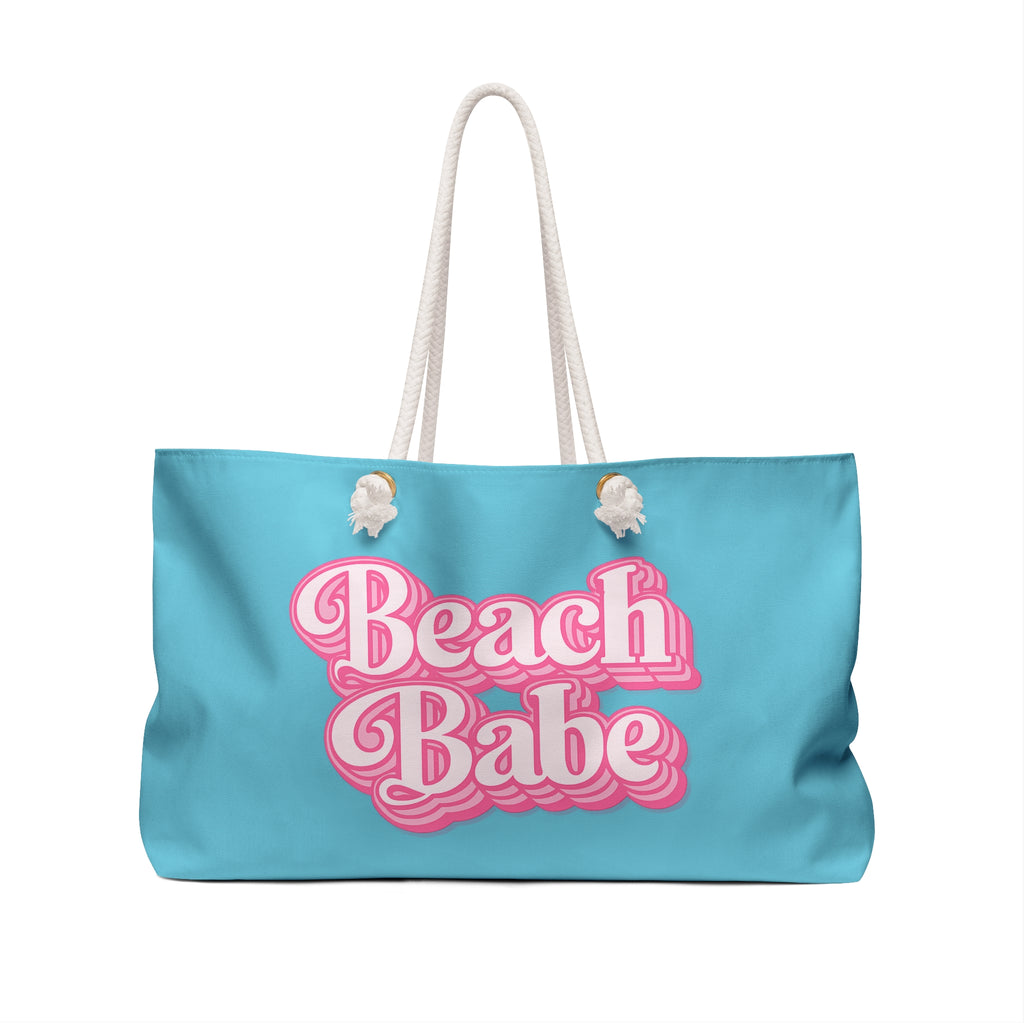 Beach Babe Weekender Bag | Cute Pink Retro Beach Tote | Large Coastal Travel Bag | Summer Vacation Tote | Pool & Beach Essentials Bag