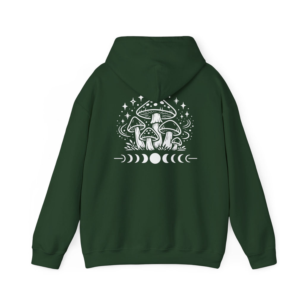 Mystical Mushroom Moon Phases Hoodie | Boho Aesthetic Witchy Sweatshirt | Cottagecore Graphic Hoodie | Cozy Trendy Pullover