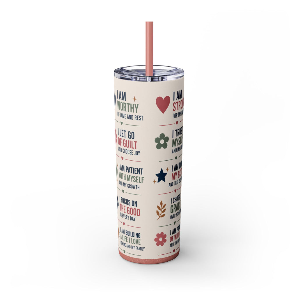 Mom Daily Affirmations Tumbler 20oz | Motivational Gift for Moms | Self Love Cup | Insulated Stainless Steel Travel Mug