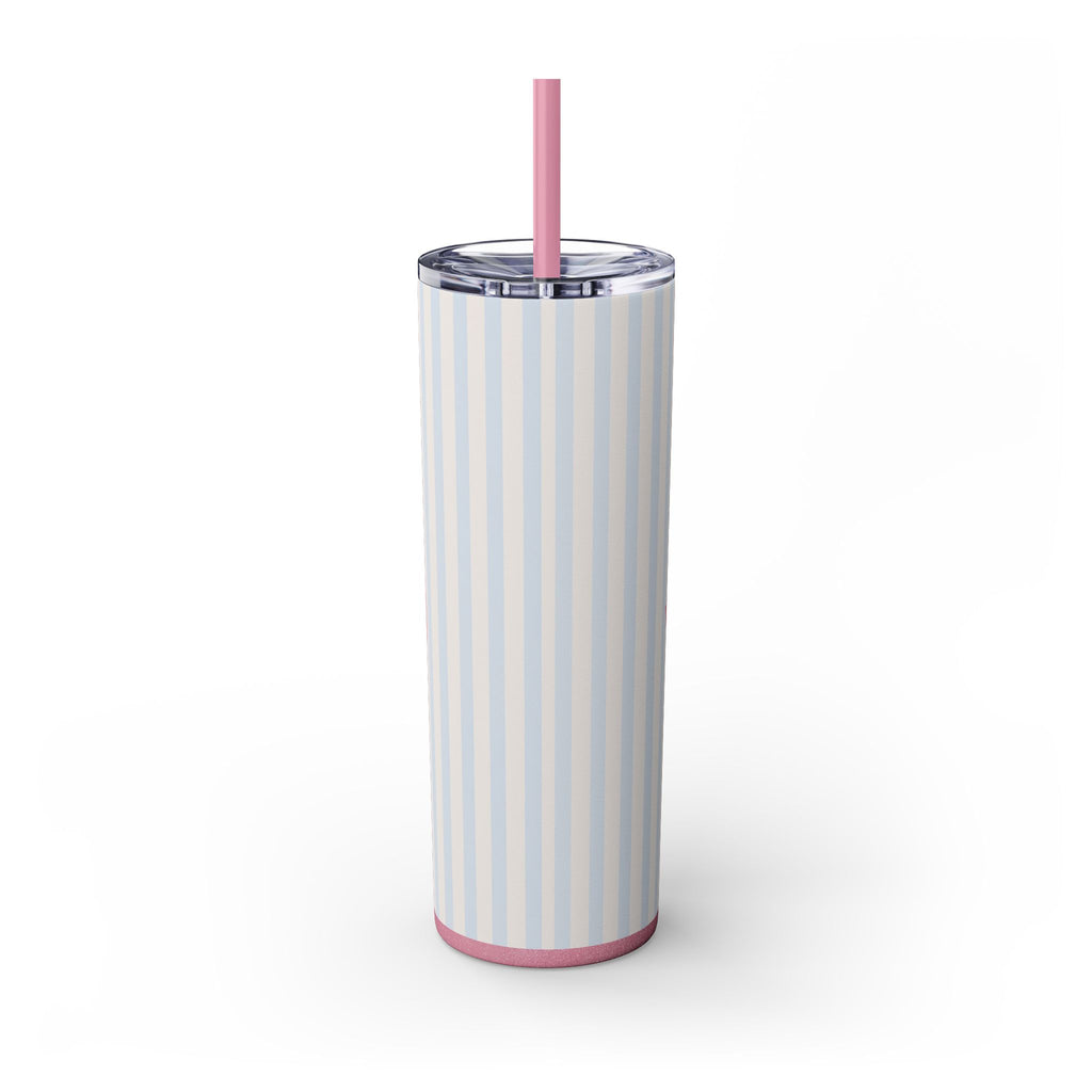 Beach Babe 20oz Skinny Tumbler with Straw  | Coastal Summer Stainless Steel Cup | Insulated Beach Drinkware | 20oz Straw Stainless Travel Cup