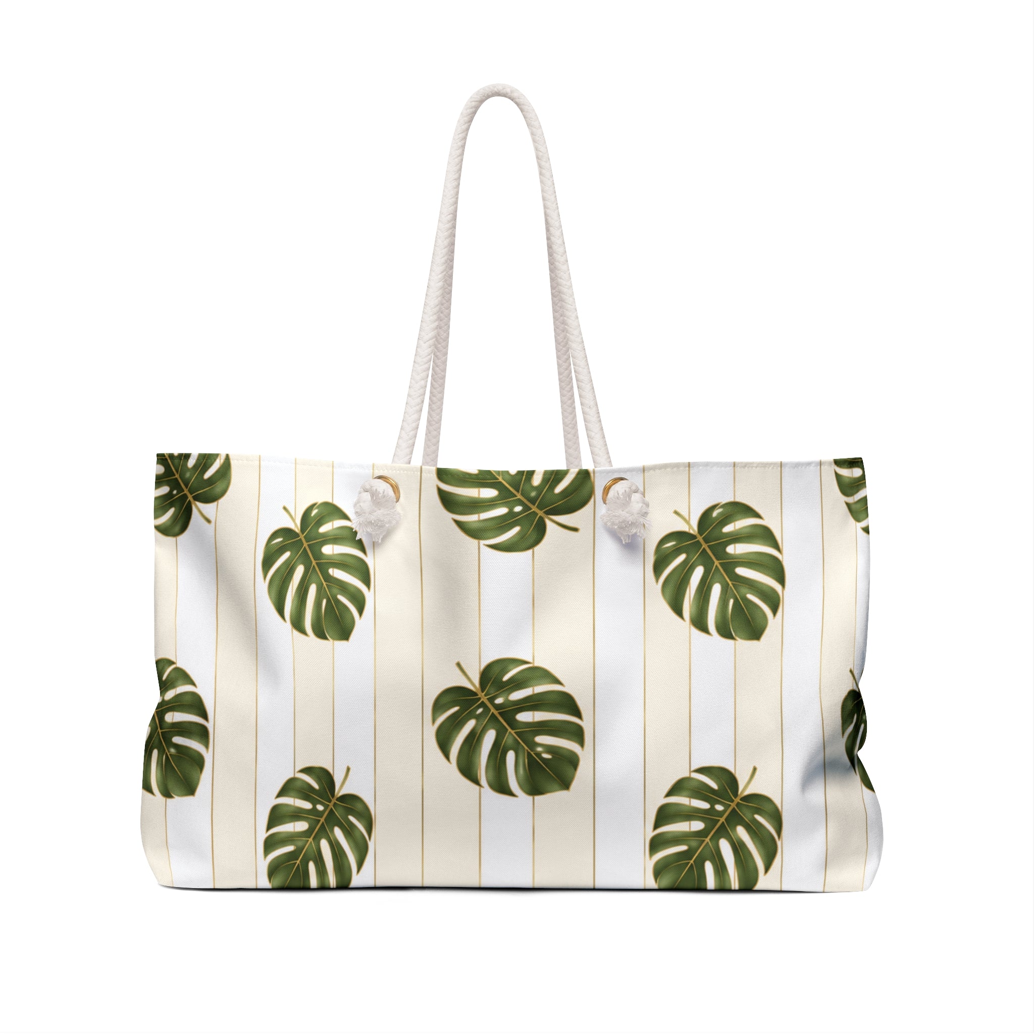 Tropical Monstera Weekender Bag | Large Beach Tote with Rope Handles | Coastal Travel Bag for Vacation | Pool & Weekend Getaways