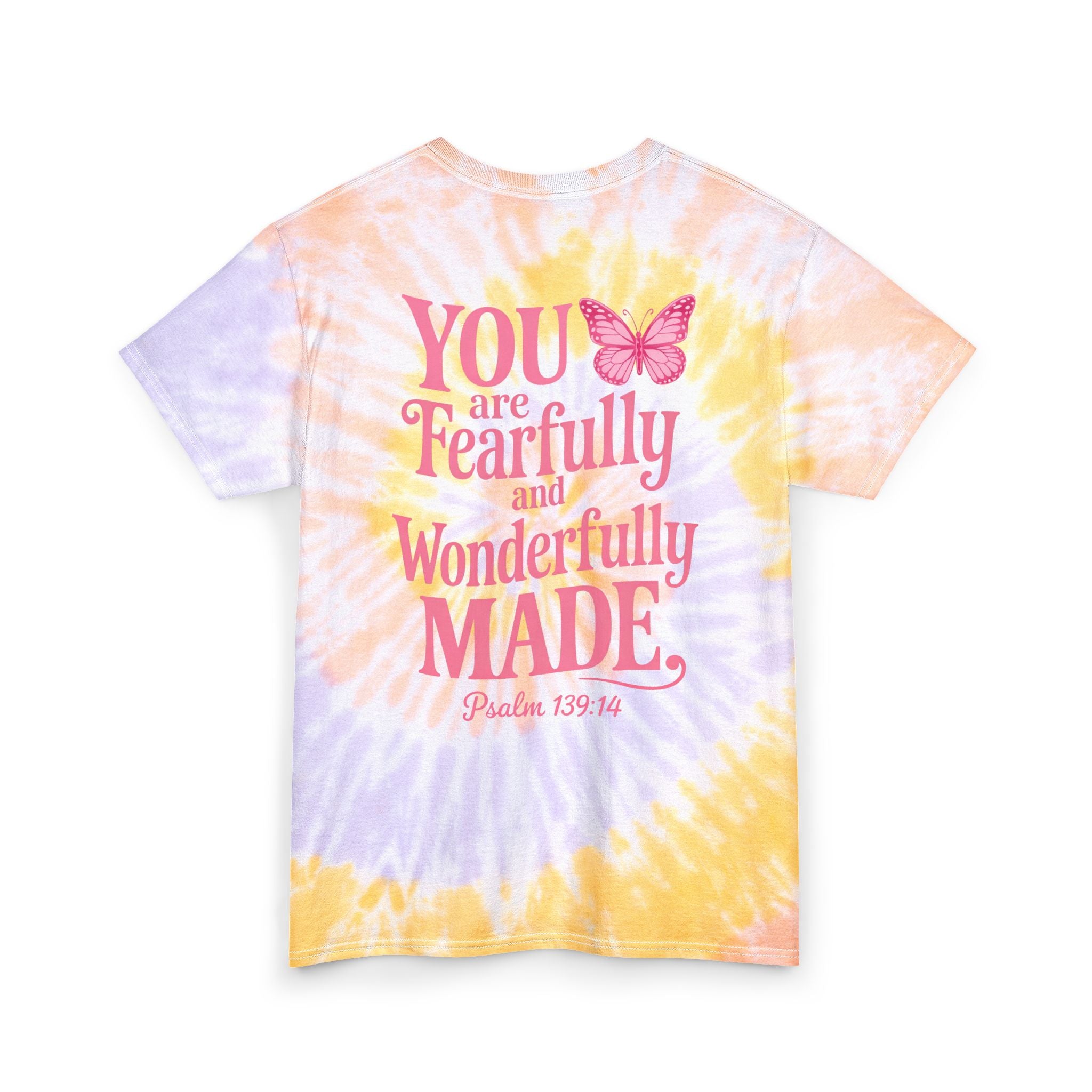 Faith-Inspired Tie-Dye T-Shirt | Fearfully & Wonderfully Made | Soft Cotton Graphic Tee for Women | Tie-Dye Tee