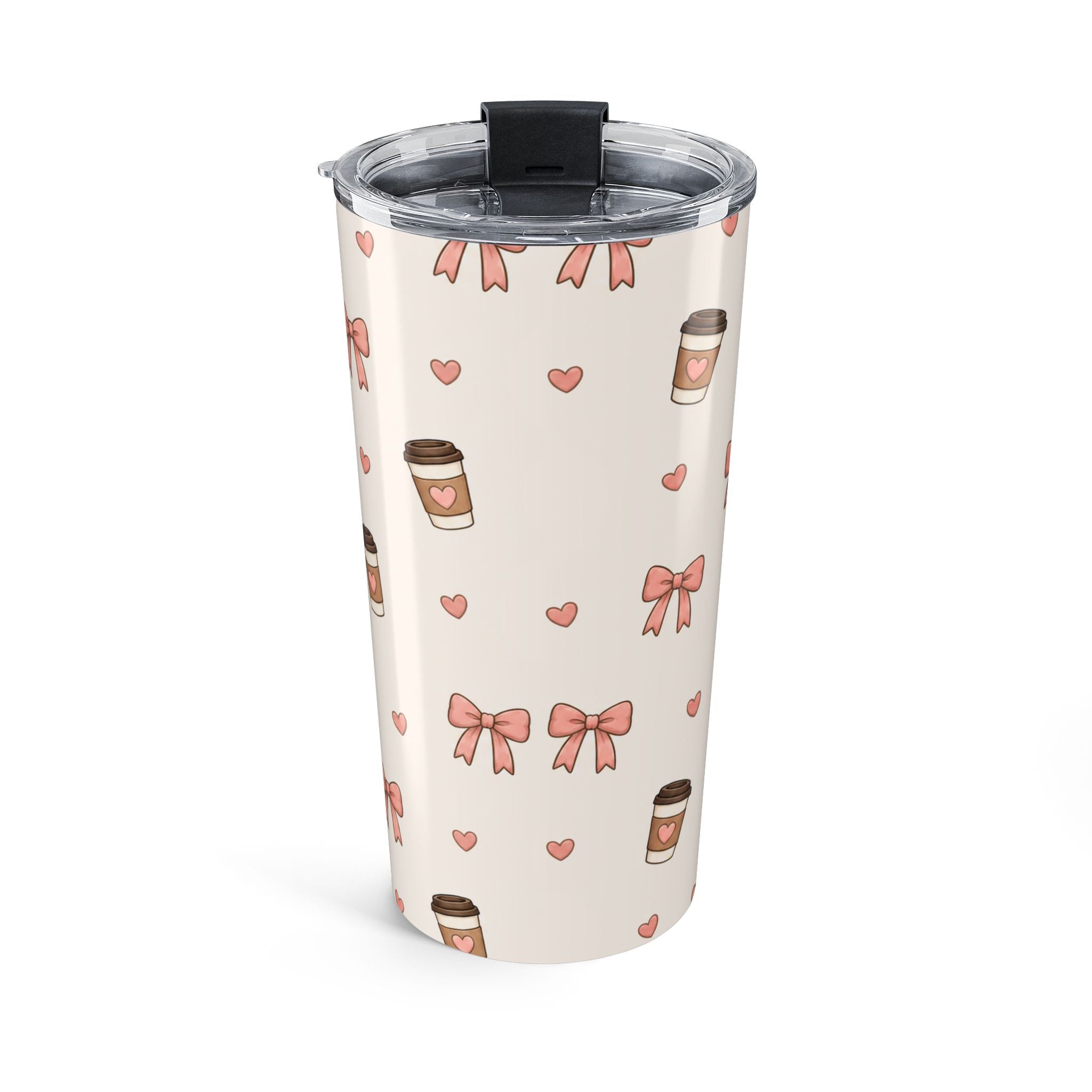 Cute Teddy Bear Coffee Tumbler | Coquette Bow Aesthetic Iced Coffee Cup | Girly 20oz Travel Mug | Coffee Lover Gift | Insulated Travel Cup for Coffee Lovers