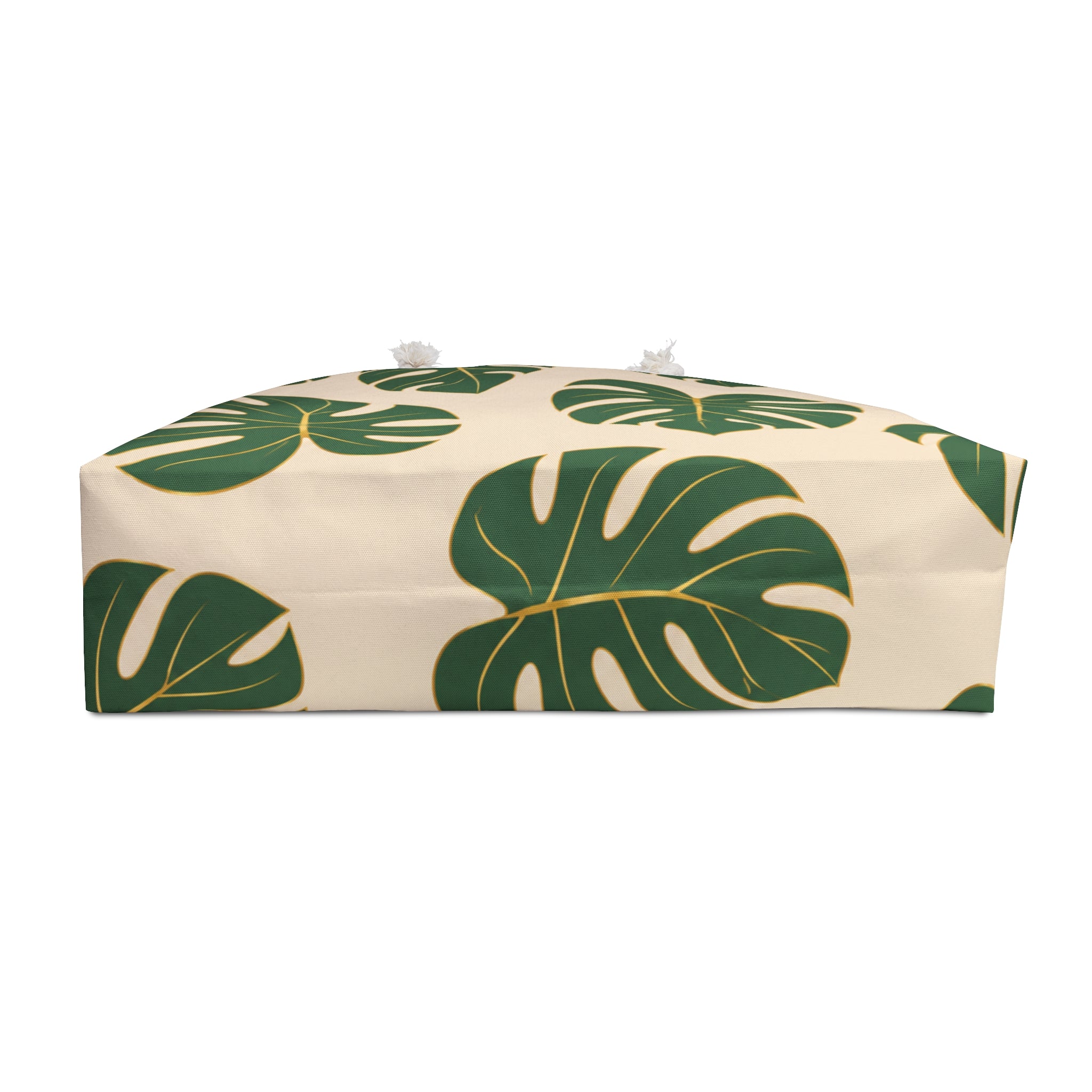 Tropical Monstera Weekender Bag | Beige & Green Travel Tote | Luxury Coastal Overnight Bag | Beach Vacation Carryall | Rope Handle Weekend Bag | Tropical Travel Tote