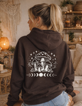 Mystical Mushroom Moon Phases Hoodie | Boho Aesthetic Witchy Sweatshirt | Cottagecore Graphic Hoodie | Cozy Trendy Pullover