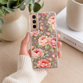 Peony Clear Phone Case | Elegant Floral Clear Phone Case for iPhone & Samsung | Pink Peony Aesthetic Glossy Protective Cover
