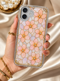 Luxury Pastel Plumeria Clear Phone Case | Stained Glass Floral iPhone Case | Shockproof Slim Transparent Cover