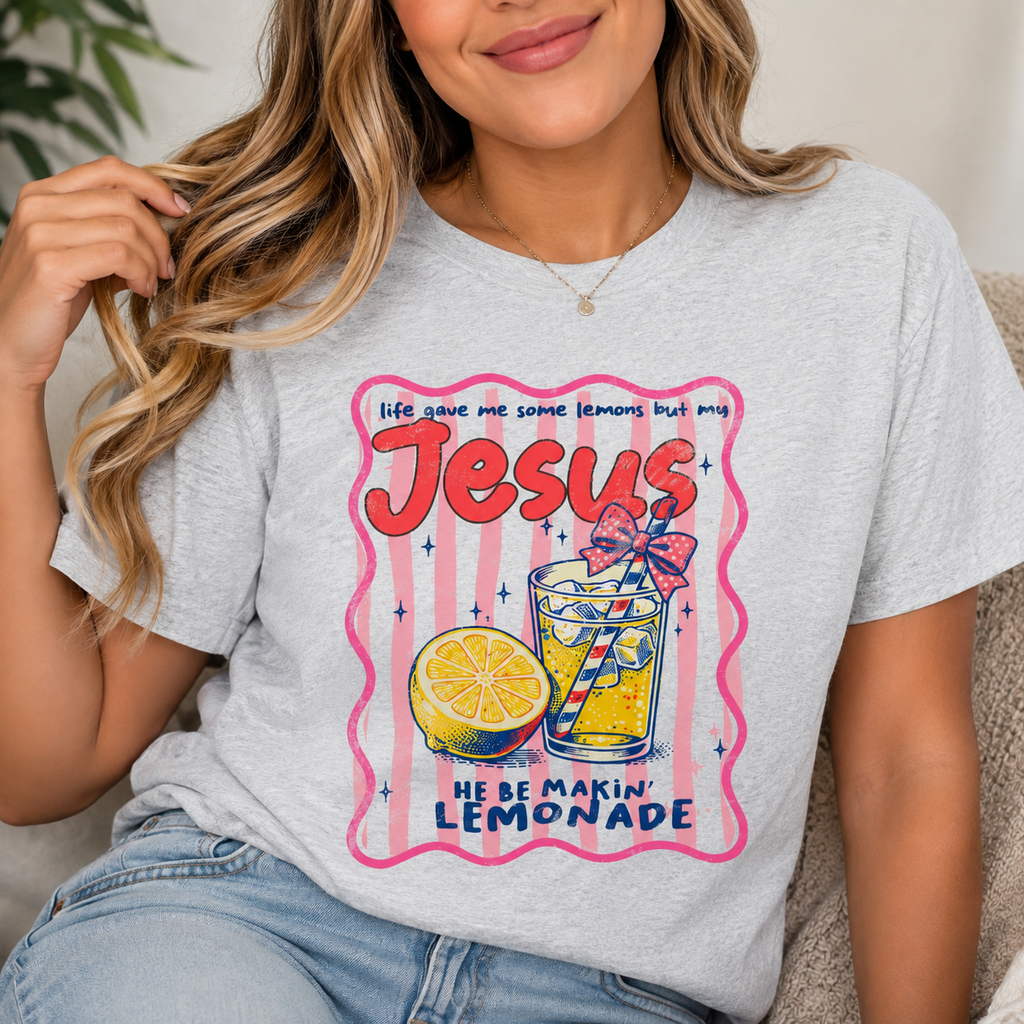 Life Gave Me Lemons But My Jesus Be Makin' Lemonade Shirt | Christian Graphic Tee | Faith-Based Inspirational T-Shirt | Cute Summer Jesus Tee | Religious Gift for Women