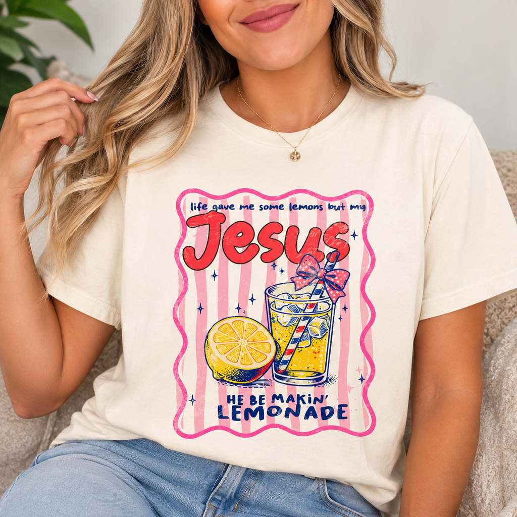 Life Gave Me Lemons But My Jesus Be Makin' Lemonade Shirt | Christian Graphic Tee | Faith-Based Inspirational T-Shirt | Cute Summer Jesus Tee | Religious Gift for Women