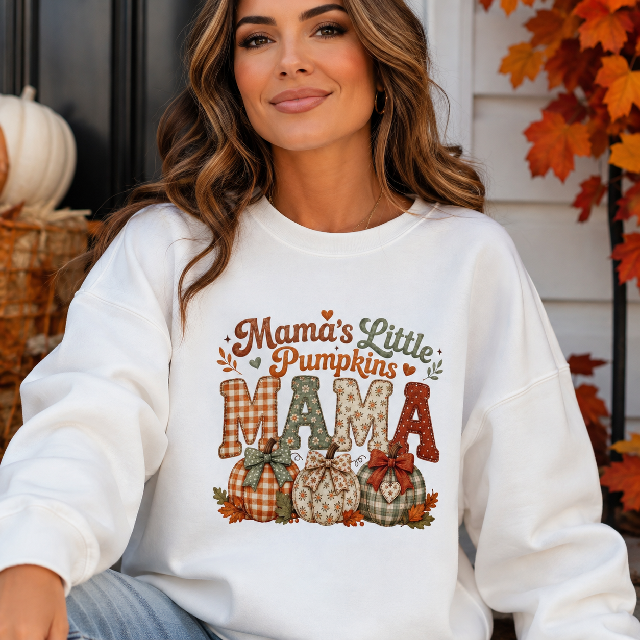 Mama’s Little Pumpkins Sweatshirt – Fall Mama Crewneck, Cute Pumpkin Mom Sweatshirt, Cozy Autumn Mom Gift, Thanksgiving Mama Pullover