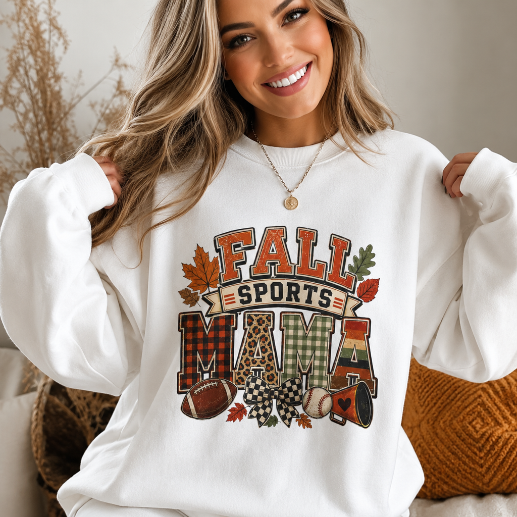 Fall Sports Mama Sweatshirt – Cozy Football & Baseball Mom Crewneck, Vintage Fall Game Day Sweatshirt, Sports Mom Gift