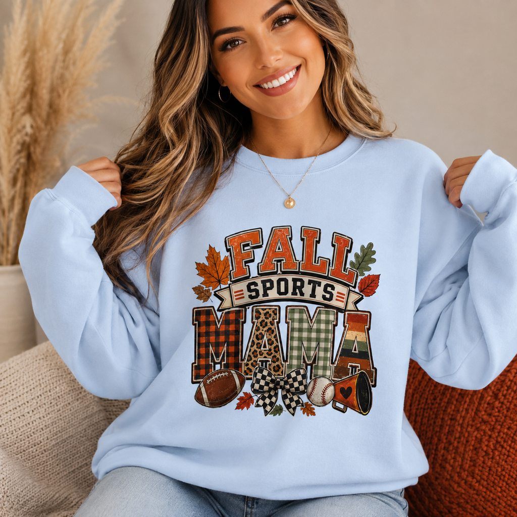 Fall Sports Mama Sweatshirt – Cozy Football & Baseball Mom Crewneck, Vintage Fall Game Day Sweatshirt, Sports Mom Gift