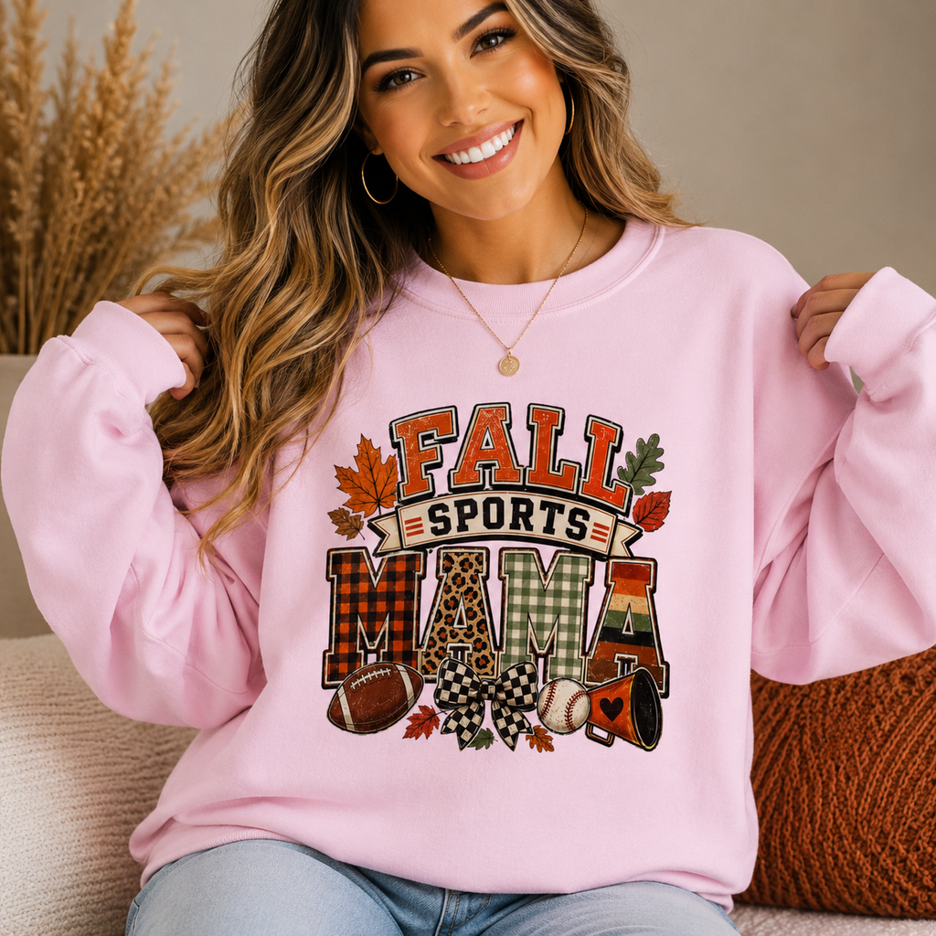 Fall Sports Mama Sweatshirt – Cozy Football & Baseball Mom Crewneck, Vintage Fall Game Day Sweatshirt, Sports Mom Gift