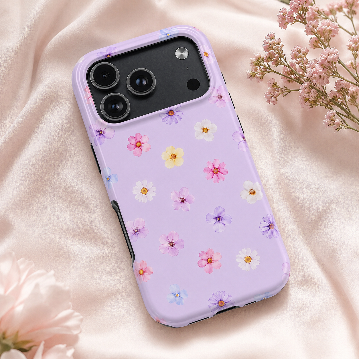Lavender Wildflower Phone Case | Cute Floral Protective Case for iPhone & Samsung | Pastel Cottagecore Aesthetic Gift for Women