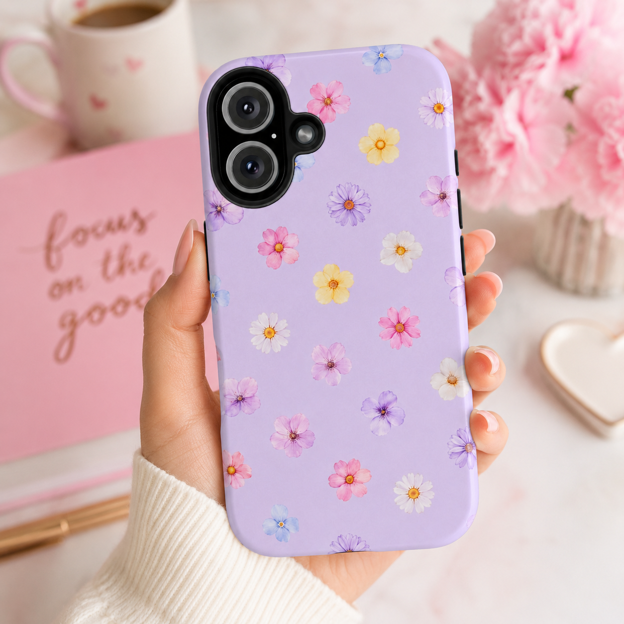 Lavender Wildflower Phone Case | Cute Floral Protective Case for iPhone & Samsung | Pastel Cottagecore Aesthetic Gift for Women