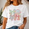 Coastal Coquette Bows & Seashell Graphic Tee | Pastel Beach Aesthetic Shirt | Cute Summer Jersey T-Shirt | Coastal Cowgirl Gift for Her