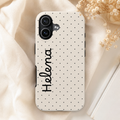 Personalized Ivory Polka Dot Phone Case with Name | Custom Minimalist Cute Protective iPhone & Samsung Case | Custom Gift for Women