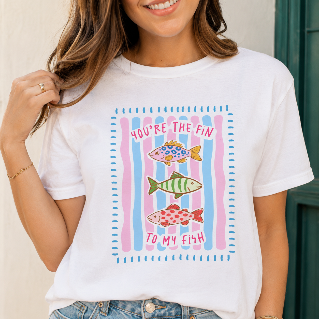You're The Fin To My Fish T-Shirt | Cute Matching Fish Graphic Tee | Funny Ocean Lover Shirt | Beach Summer Gift for Her | Soft Jersey Unisex Tee