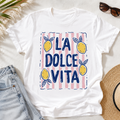 La Dolce Vita Lemon Graphic T-Shirt | Italian Summer Aesthetic Tee | Cute Citrus Shirt | Amalfi Coast Vacation Tee | Women's Soft Jersey Tee