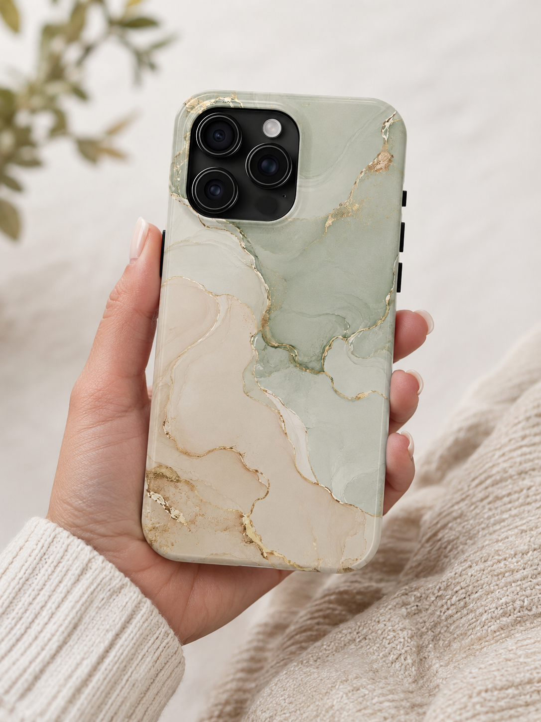 Luxury Sage Green Marble Phone Case | Elegant Neutral Protective Case | iPhone & Samsung Tough Cover | Minimalist Aesthetic Gift