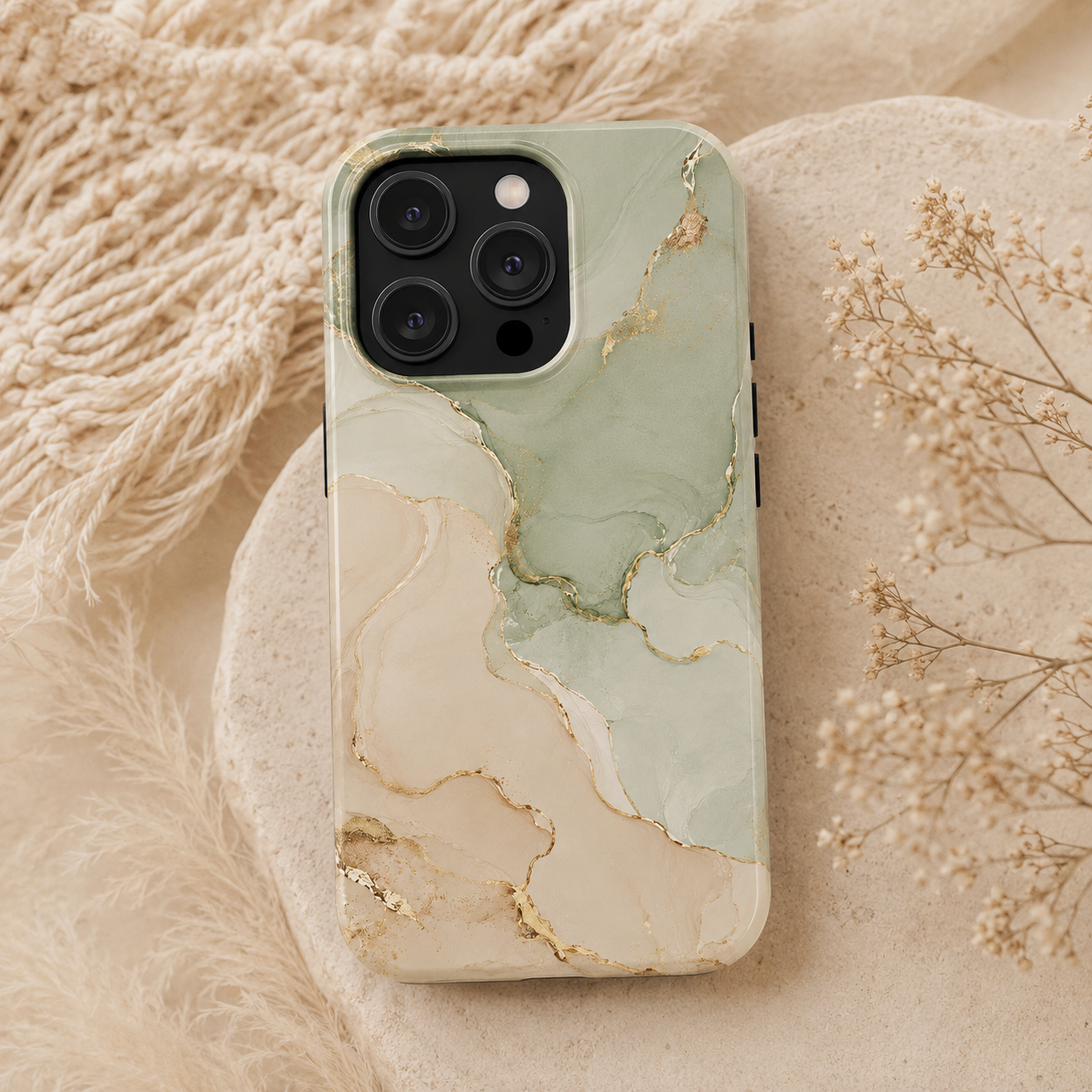 Luxury Sage Green Marble Phone Case | Elegant Neutral Protective Case | iPhone & Samsung Tough Cover | Minimalist Aesthetic Gift