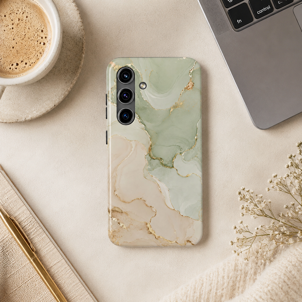 Luxury Sage Green Marble Phone Case | Elegant Neutral Protective Case | iPhone & Samsung Tough Cover | Minimalist Aesthetic Gift