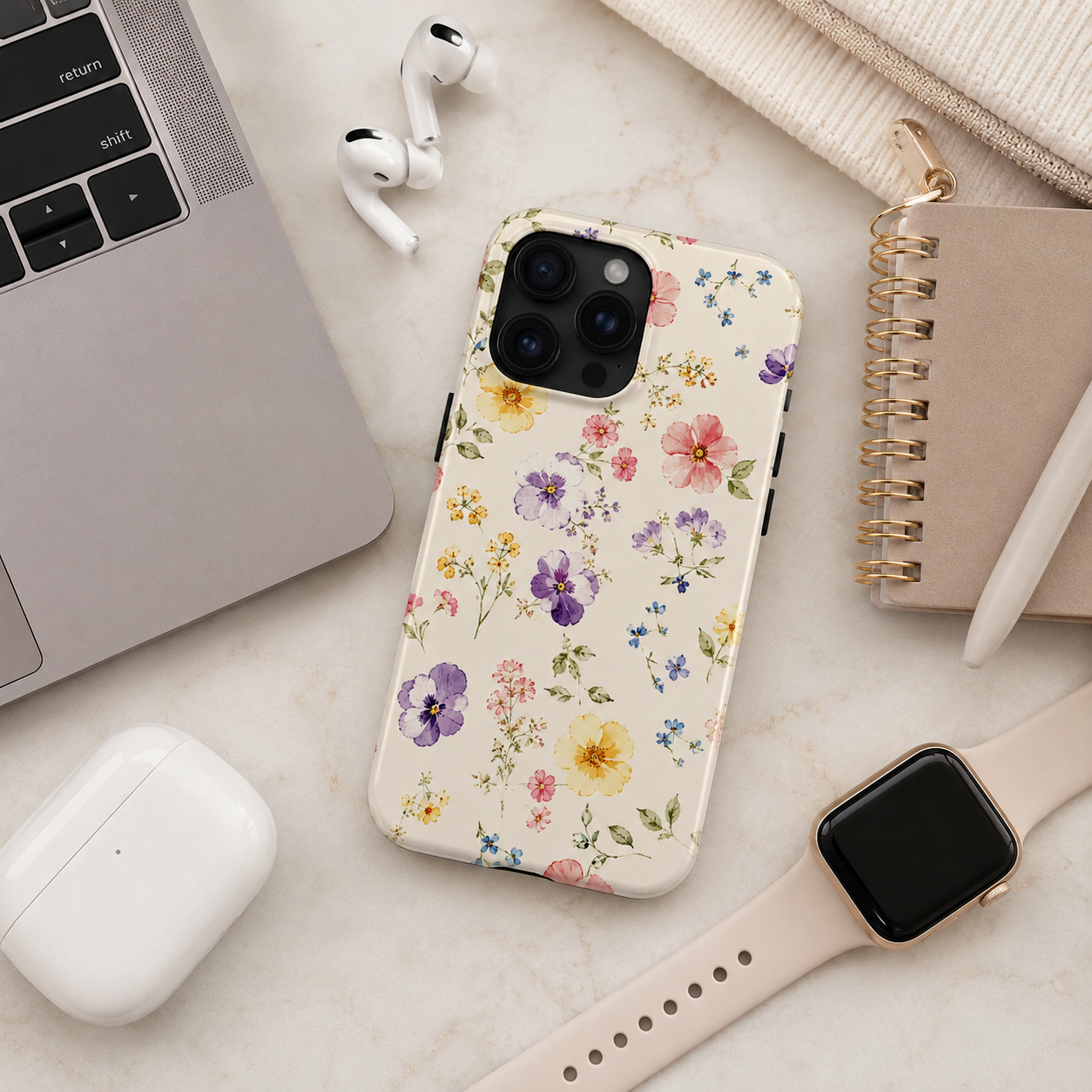 Wildflower Floral Phone Case | Elegant Botanical iPhone Case | Cute Cottagecore Floral Protective Case | Aesthetic Gift for Her