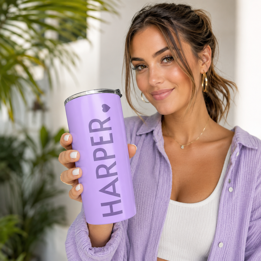 Personalized Lavender Name Tumbler 20oz | Custom Insulated Stainless Steel Travel Cup | Purple Coffee Tumbler | Personalized Gift for Her | Insulated Travel Cup