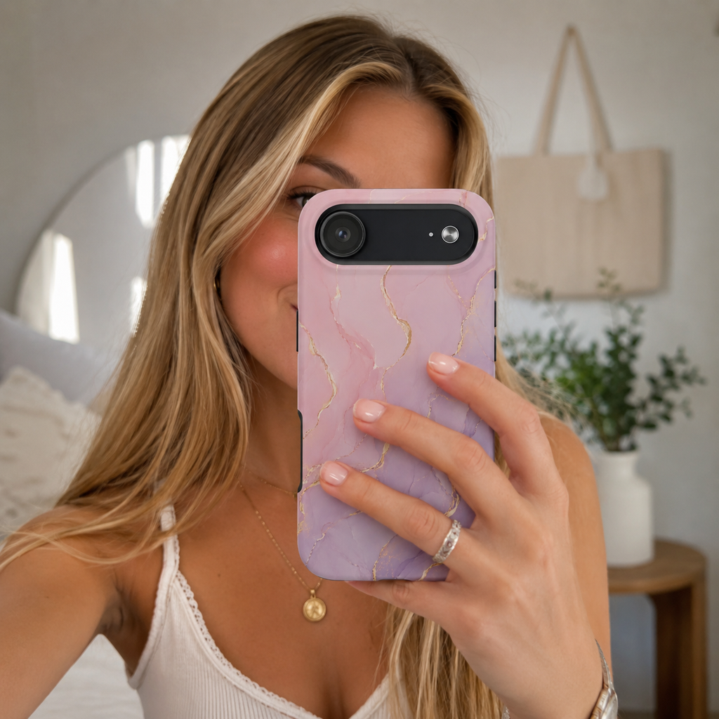Pink & Lavender Marble Phone Case | Elegant Pastel Tough Protective iPhone & Samsung Galaxy Case | Luxury Aesthetic Gift for Her