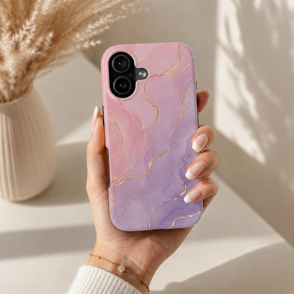 Pink & Lavender Marble Phone Case | Elegant Pastel Tough Protective iPhone & Samsung Galaxy Case | Luxury Aesthetic Gift for Her