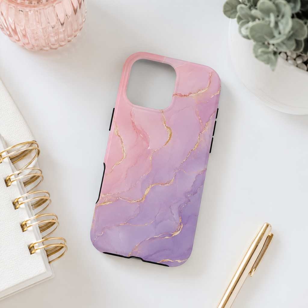 Pink & Lavender Marble Phone Case | Elegant Pastel Tough Protective iPhone & Samsung Galaxy Case | Luxury Aesthetic Gift for Her