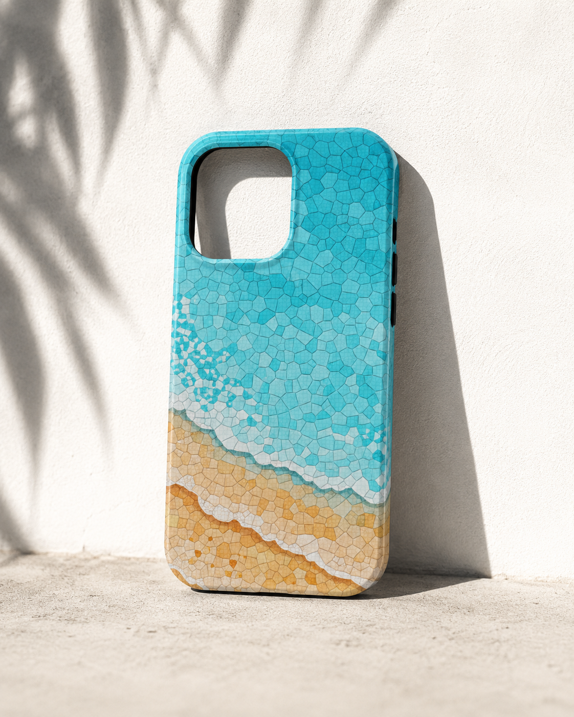 Beach Mosaic Phone Case | Coastal Ocean Waves Tough & Clear Case for iPhone & Samsung | Summer Beach Aesthetic Protective Cover
