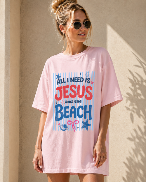 All I Need Is Jesus And The Beach Comfort Colors® T-Shirt | Christian Beach Shirt | Faith-Based Summer Tee | Coastal Christian Gift | Faith & Coastal Graphic Tee