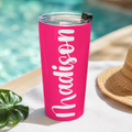 Personalized Pink Tumbler with Name | Custom 20oz Stainless Steel Insulated Travel Cup | Bridesmaid Gift | Birthday Gift for Her | Hot Pink Tumbler | Hot & Cold Insulated Cup