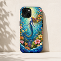 Mermaid Mosaic Phone Case | Coastal Ocean Floral Tough Case | Beach Lover iPhone & Samsung Cover | Tropical Mermaid Aesthetic Gift