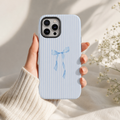 Preppy Blue Bow Case | Minimalist Coquette Phone Case for iPhone & Samsung | Minimalist Coquette Phone Case | Protective Phone Cover