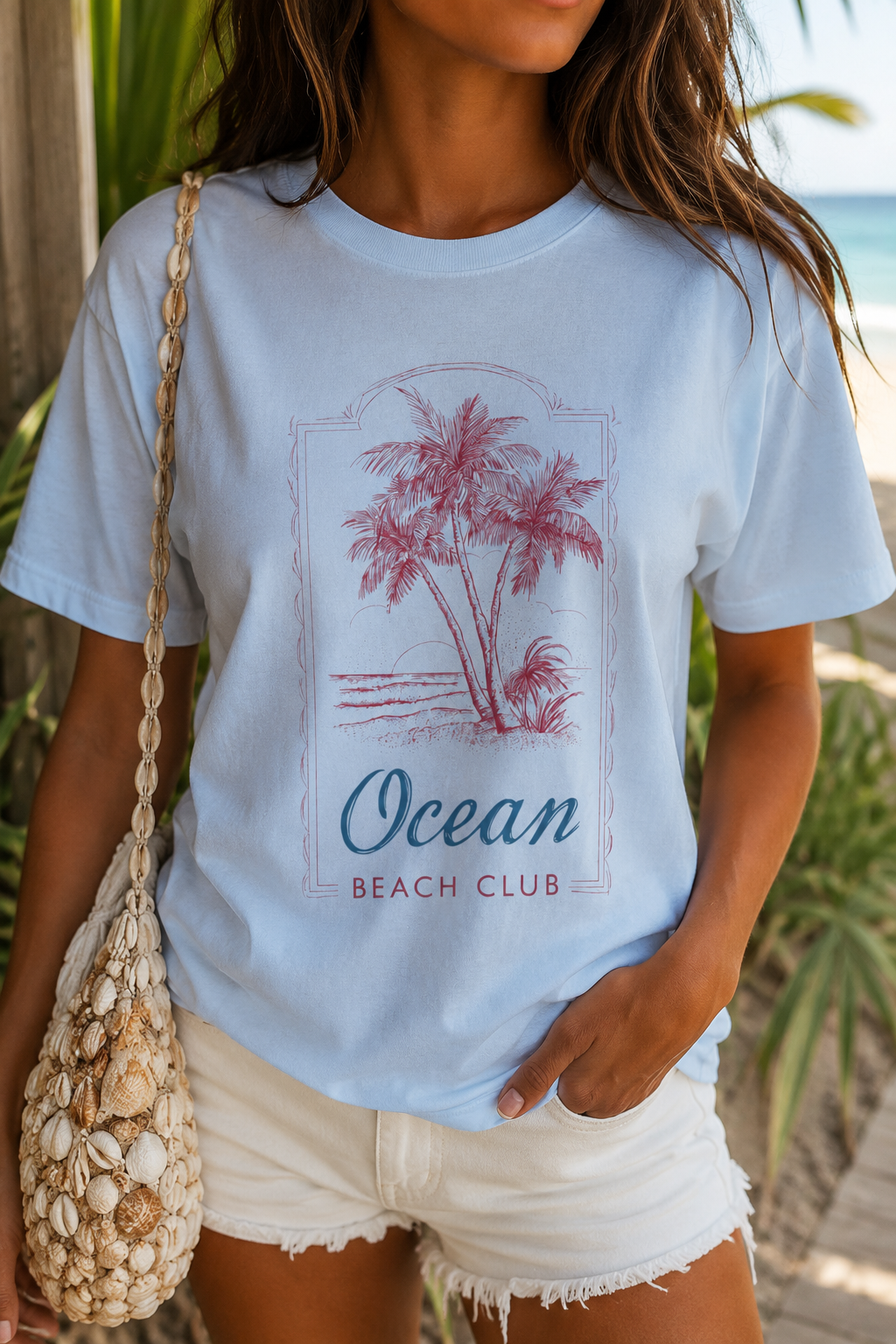 Ocean Beach Club T-Shirt — Palm Tree Coastal Graphic Tee