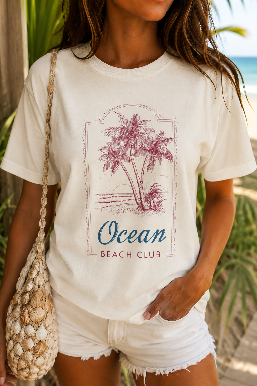 Ocean Beach Club T-Shirt — Palm Tree Coastal Graphic Tee