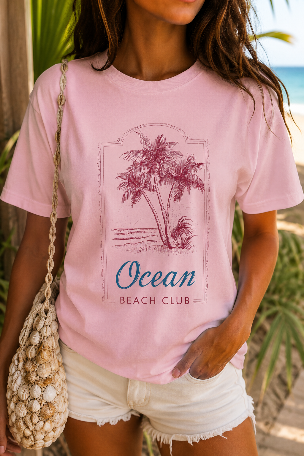 Ocean Beach Club T-Shirt — Palm Tree Coastal Graphic Tee
