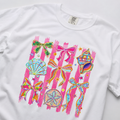 Coastal Bows & Seashells Graphic Tee | Beachy Comfort Colors Shirt | Cute Summer Coastal Cowgirl T-Shirt | Pink Tropical Ribbon Graphic Tee