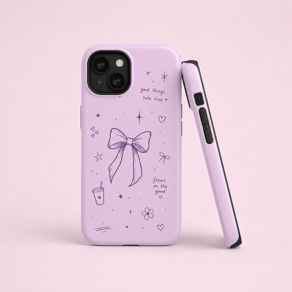 Cute Coquette Bow Phone Case | Pastel Lavender Aesthetic iPhone & Samsung Galaxy Case | Girly Trendy Protective Cover | Inspirational iPhone Cover