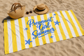 Pregnant Girl Summer Beach Towel | Trendy Yellow Striped Starfish Pool Towel for Moms | Cute Summer Vacation Towel | Coastal Beach Gift | Yellow Striped Maternity Pool & Vacation Towel