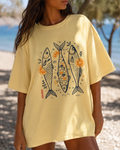 Coastal Sardine Graphic Tee | Beach Shirt | Trendy Summer Aesthetic T-Shirt | Cute Coastal Fish Tee for Women | Citrus Fish Illustration Tee