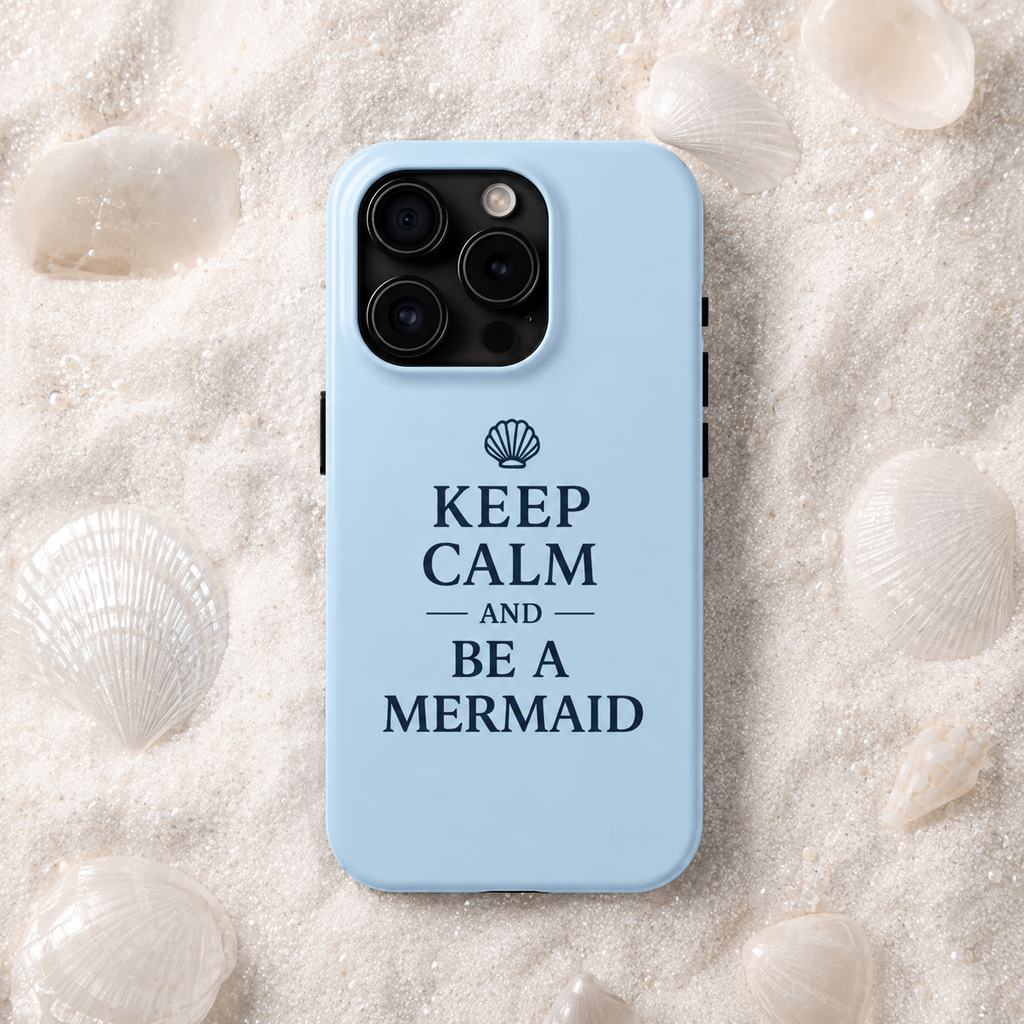 Mermaid Aesthetic Phone Case | Keep Calm and Be a Mermaid Coastal Beach iPhone & Samsung Galaxy Case | Summer Tech Accessory