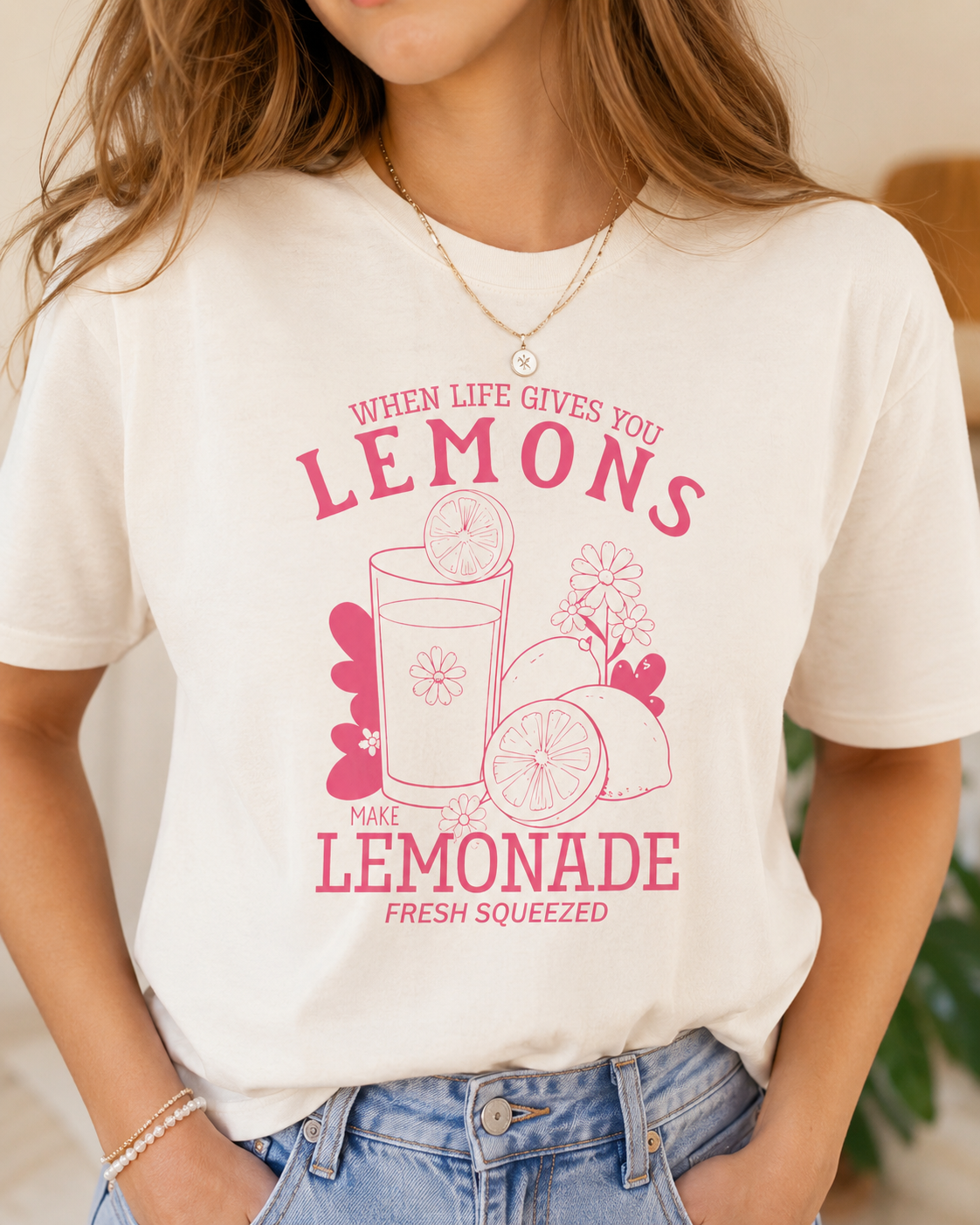 Lemonade Graphic T-Shirt | When Life Gives You Lemons Make Lemonade Shirt | Cute Summer Graphic Tee | Pink Lemonade Comfort Colors T-Shirt | Trendy Citrus Aesthetic Tee