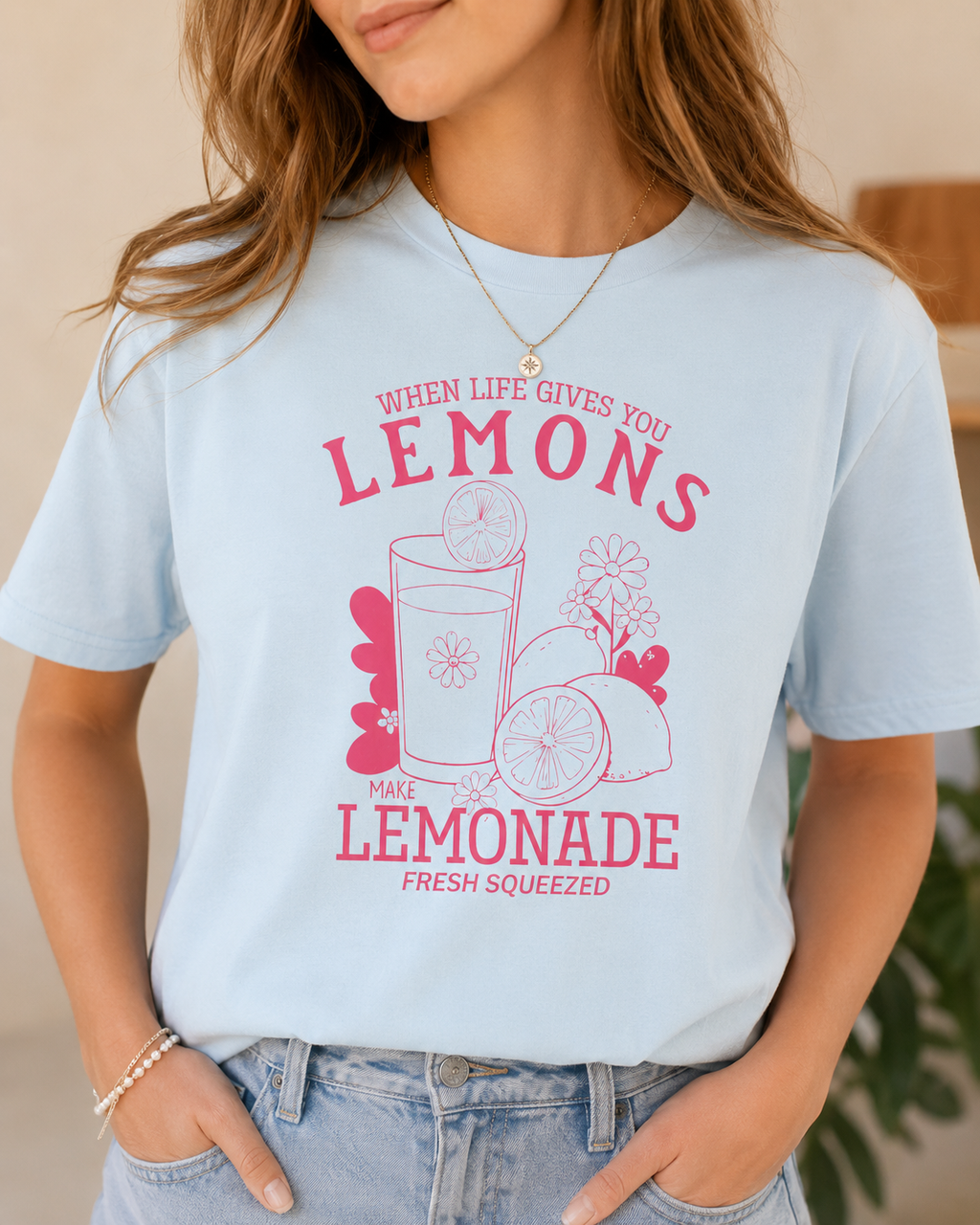 Lemonade Graphic T-Shirt | When Life Gives You Lemons Make Lemonade Shirt | Cute Summer Graphic Tee | Pink Lemonade Comfort Colors T-Shirt | Trendy Citrus Aesthetic Tee